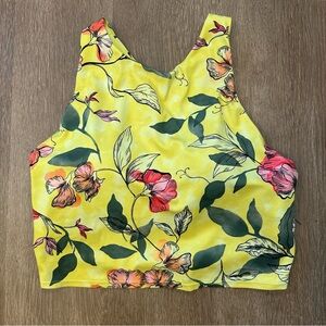 Athleta 🌼 Floral Yellow Crop Tank with Built in Bra